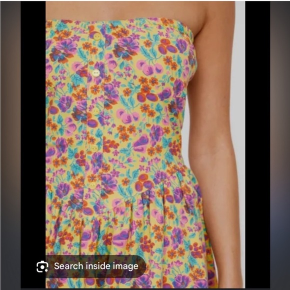 Nasty Gal skater ditsy floral strapless linen cotton mini dress - Picture 3 of 12